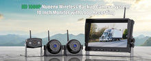 Load image into Gallery viewer, Nuoenx 10&quot; Wireless Backup Camera System for Truck, HD 1080P Digital Back Up Camera System with 10 Inch Quad Split Loop Recording Monitor, IP69K Waterproof Reversing Cameras for RV, Trailer (W103)
