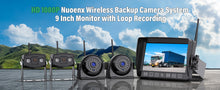 Load image into Gallery viewer, Nuoenx 9&quot; Wireless Backup Camera System, HD 1080P 4 Digital Rear Side View Cameras 9 Inch Quad Split Loop Recording Monitor with 32GB SD Card for RV, Semi-Trailer, Truck, Stable Signal (W904) …
