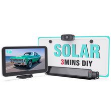 Load image into Gallery viewer, Nuoenx Solar Wireless Backup Camera for Truck, 3Mins No Wiring Installation, 6700 Solar Powered Battery Car Back Up Camera System with 7&quot; Monitor, IP69K Waterproof License Plate Camera for Trailer/RV
