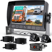 Load image into Gallery viewer, Nuoenx 9&quot; Wired Backup Camera System, 9&quot; HD 1080P Quad Split Screen with Loop Recording Monitor, IP69K Waterproof Digital Rear View Side View Cameras for RV, Semi-Trailer, Truck (Y903)
