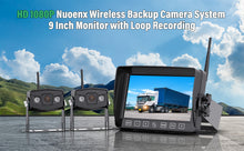 Load image into Gallery viewer, Nuoenx Wireless Backup Camera, 9 Inch HD 1080P Loop Recording Monitor with 2 Rear View Camera System for Cars, Trucks, RV, Trailers, IP69K Waterproof 152° View Camera, Stable Wireless Signal (W902)
