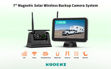 Load image into Gallery viewer, Nuoenx 7-inch Magnetic Solar Wireless Backup Camera System, Rechargeable Battery Reverse Camera with Loop Recording Monitor for Cars, Trucks, Trailers
