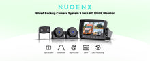 Load image into Gallery viewer, Nuoenx 9&quot; Wired Backup Camera System, 9&quot; HD 1080P Quad Split Screen with Loop Recording Monitor, IP69K Waterproof Digital Rear View Side View Cameras for RV, Semi-Trailer, Truck (Y903)
