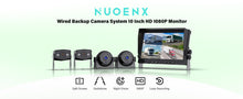 Load image into Gallery viewer, Nuoenx 10&quot; Wired Backup Camera System, HD 1080P Digital Rear View Side View Cameras 10 Inch Quad Split Loop Recording Monitor for RV, Semi-Trailer, Truck, IP69K Waterproof Wide View Camera (Y104)
