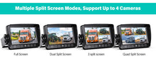 Load image into Gallery viewer, Nuoenx 9&quot; Wired Backup Camera System, 9&quot; HD 1080P Quad Split Screen with Loop Recording Monitor, IP69K Waterproof Digital Rear View Side View Cameras for RV, Semi-Trailer, Truck (Y903)
