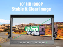 Load image into Gallery viewer, Nuoenx 10&quot; Wired Backup Camera System, HD 1080P Digital Rear View Side View Cameras 10 Inch Quad Split Loop Recording Monitor for RV, Semi-Trailer, Truck, IP69K Waterproof Wide View Camera (Y104)
