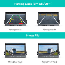 Load image into Gallery viewer, Nuoenx 10&quot; Wired Backup Camera System, HD 1080P Digital Rear View Side View Cameras 10 Inch Quad Split Loop Recording Monitor for RV, Semi-Trailer, Truck, IP69K Waterproof Wide View Camera (Y104)
