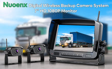 Load image into Gallery viewer, Nuoenx Wireless Backup Camera, HD 1080P 2 Digital Rear View Camera System 7 Inch DVR Monitor with 32GB SD Card for RV, Semi-Trailer, Truck, 2 Mounting Brackets, 4 Channels, Easy Installation
