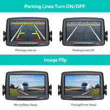 Load image into Gallery viewer, Nuoenx Wireless Backup Camera, 7 Inch Monitor Rear View Camera System for RV, Trailers, Trucks, 5th Wheels, Support 2 Cameras, IP69 Waterproof 18 LED IR Night Vision 152° View Camera, DIY Guide Lines
